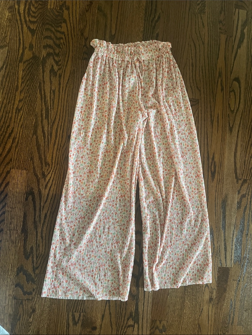 Zara Girls Pink Floral Wide-Leg Pants